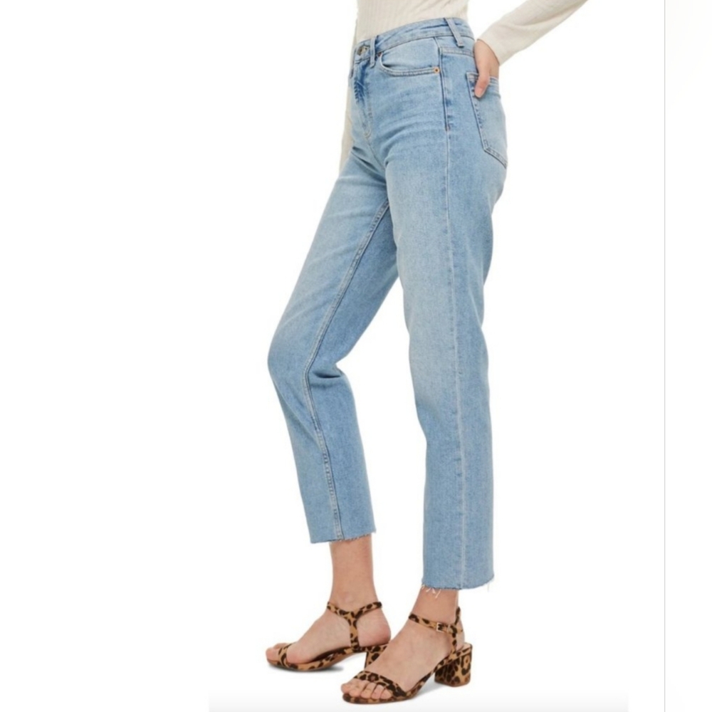 Topshop Washed Denim Cropped Jeans